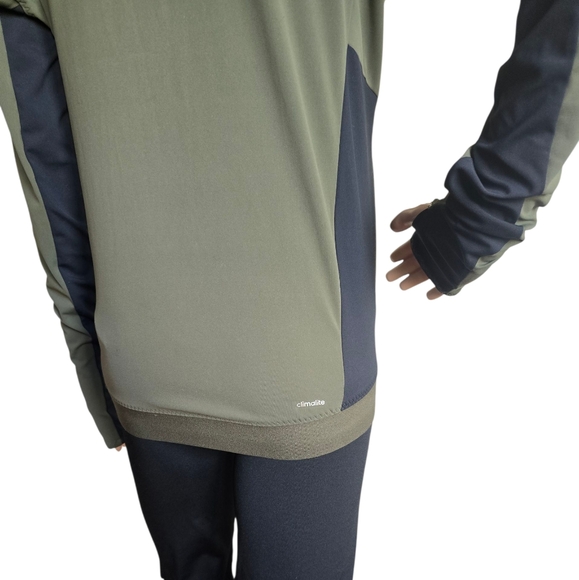 ADIDAS ClimaLite Women's Khaki Green Full Zip Hooded Running Jacket - Picture 5 of 16
